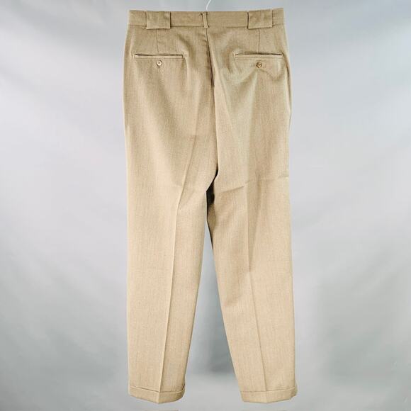 POLO by RALPH LAUREN Size 32 Brown Taupe Twill Wool Pleated Dress Pants - Picture 2 of 4